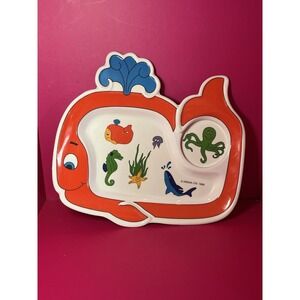 Vintage Oneida Melamine 1988 Whale‎ Divided Child's / Kids Plate Rare